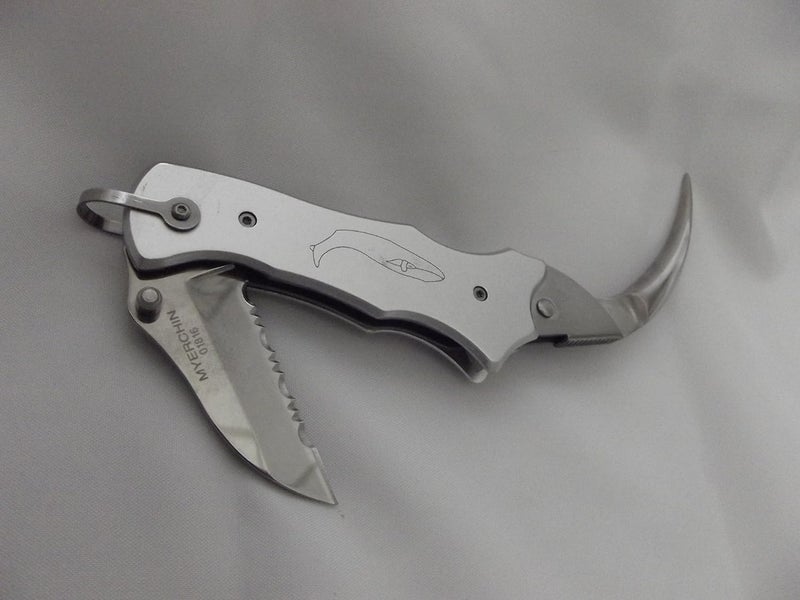Myerchin Sailors Tool Linerlock Silver with Stainless Serrated Blade - Image 3